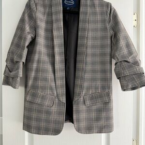 Black/White/Beige Plaid Blazer